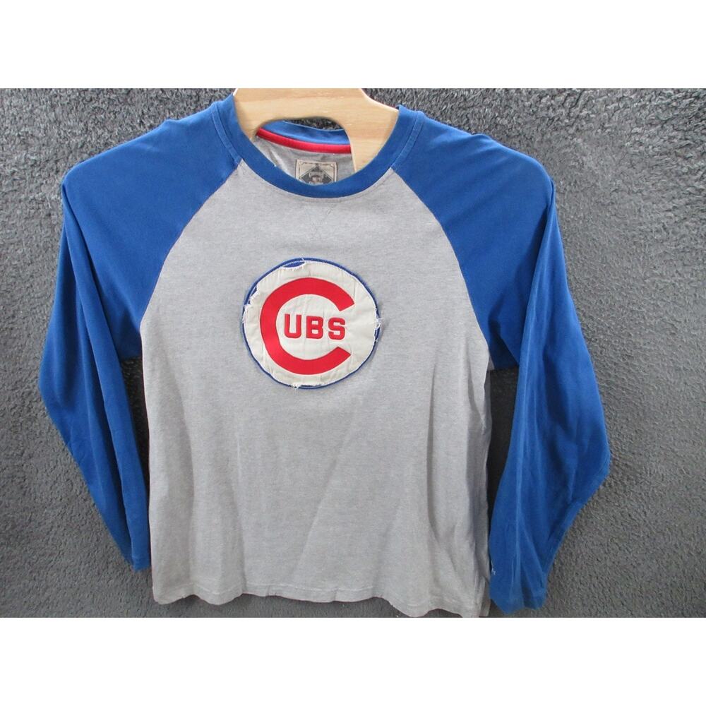 Vintage CHICAGO CUBS Cooperstown Collection Reebok Distressed L/S Shirt Sz Large